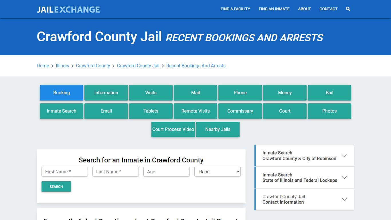 Crawford County Jail IL Recent Arrests and Bookings - Jail Exchange